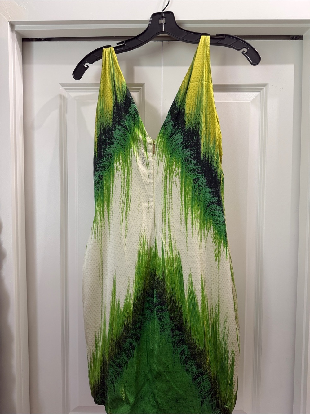 Green Ombre V-Neck Sleeveless Silk Roberto Cavalli Dress - Picture 3 of 6